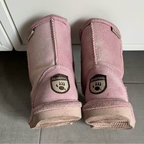 BEARPAW | Pink Glitter Suede Boot with wool lining Toddler size 9 - Picture 5 of 9